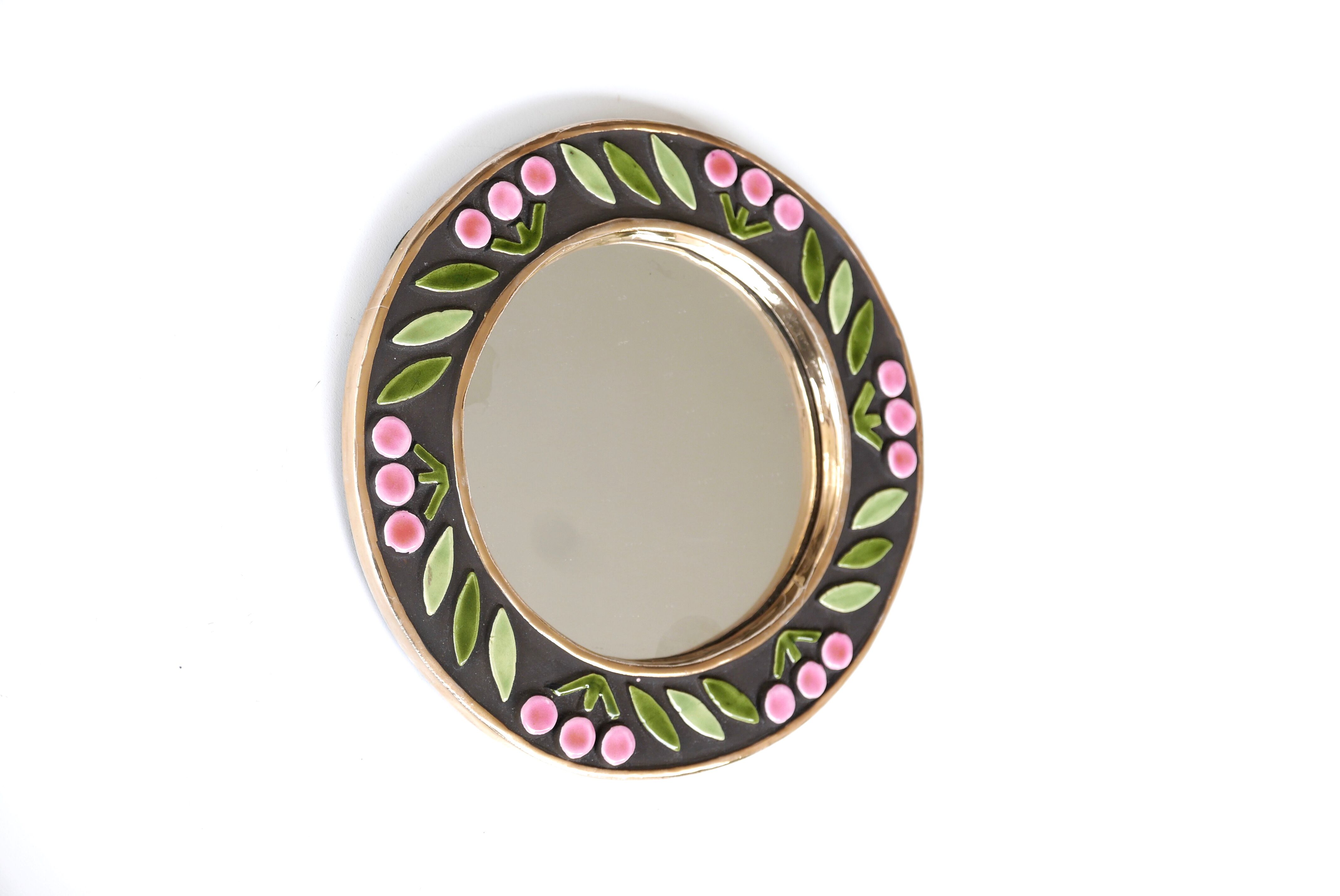 Mithé Espelt's mirror decorated with cherries, 1950s 23cm