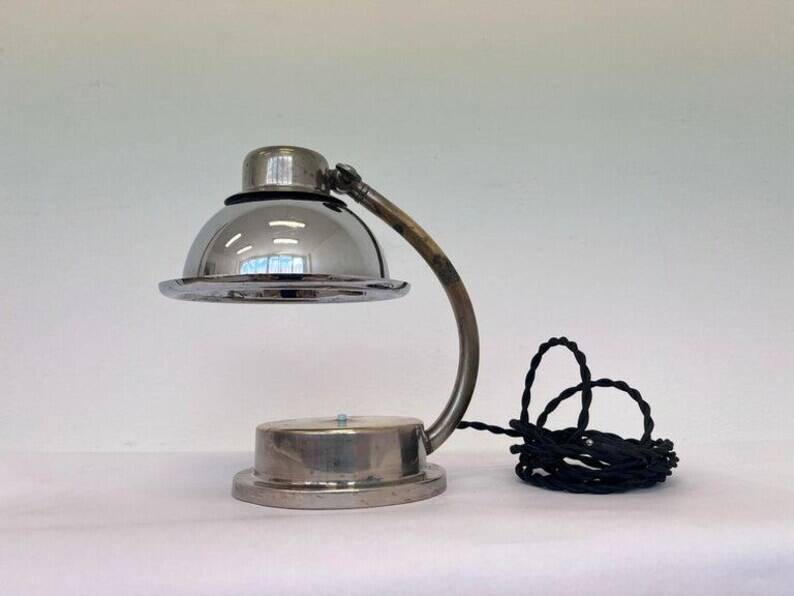 Rare Art Deco Table Chrome Lamp, 1930s