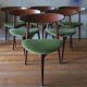 Set of six Danish teak tripod dining chairs, 1960