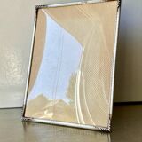 Cadre photo art déco vintage en métal 24,5 cm x 18,5 cm verre convexe