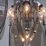 Italian chrome & smoked glass pendant light