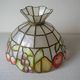 Old large mother-of-pearl brass lampshade stained glass style fruit decor 31 cm