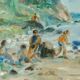 Vintage European oil on canvas – "Beach Scene"