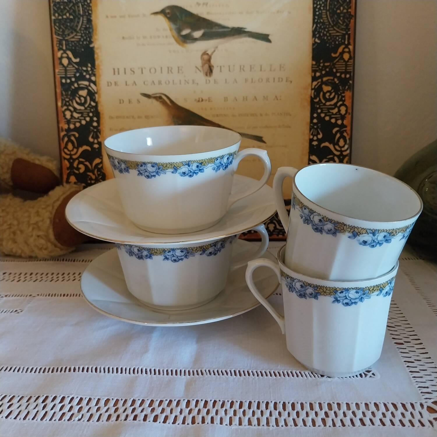 Antique porcelain cups and saucers
