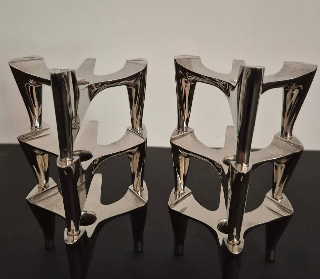 Vintage Fritz Nagel "Vogelflug" Chrome Candlesticks