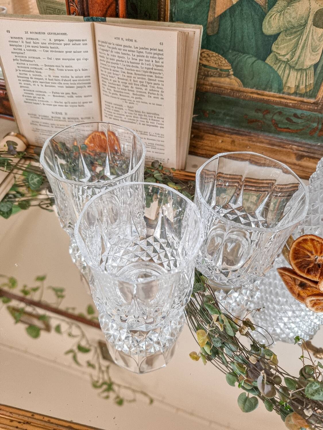 6 crystal whiskey/water glasses, Longchamp model