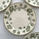 4 assiettes à dessert terre de fer « Géranium » Sarreguemines