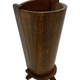 Vintage dark oak umbrella stand basket storage design 60s minimalist design