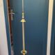 Bronze and blue porcelain floor lamp from the early 20th century.