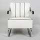 White leather armchair made in 1930s Czechia