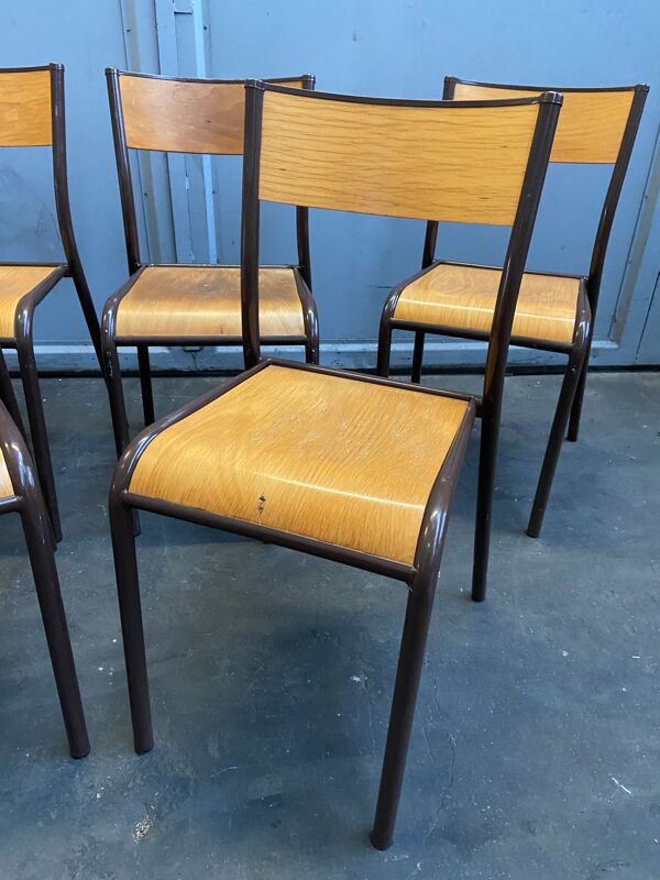Lot de 6 chaises d'école vintage