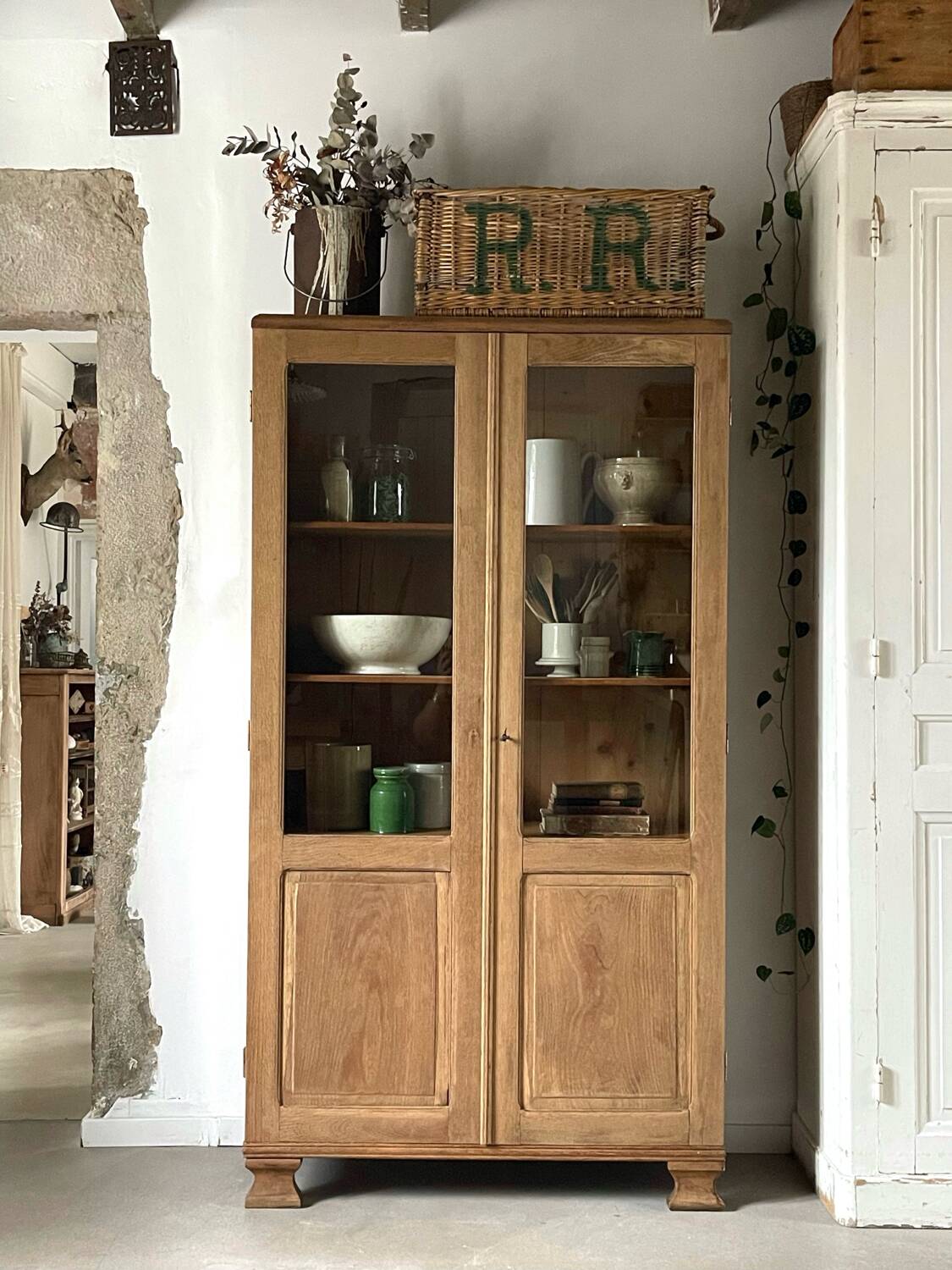 Oak display cabinet