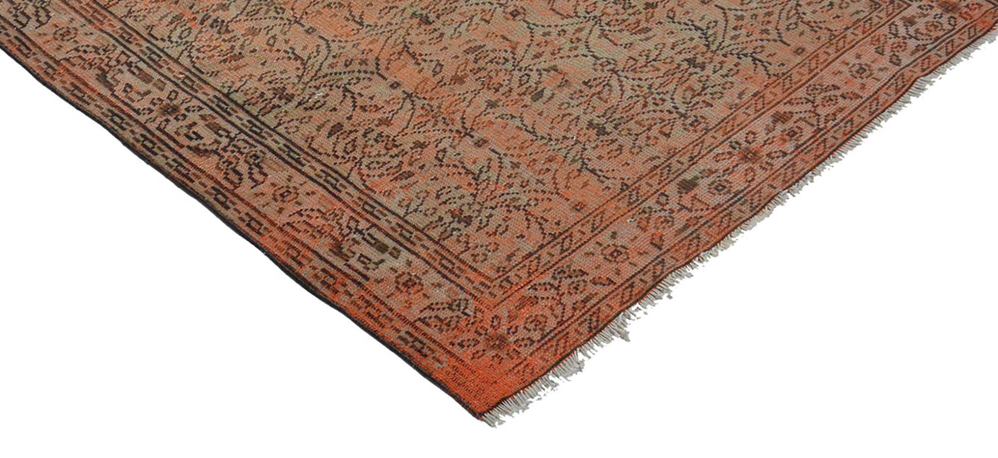 Vintage Turkish Carpet Floral Terracotta and Brown 260 x 158 cm