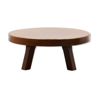 Tropical hardwood brutalist coffee table 70s
