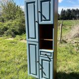 Antique Blue Wooden Column Cabinet