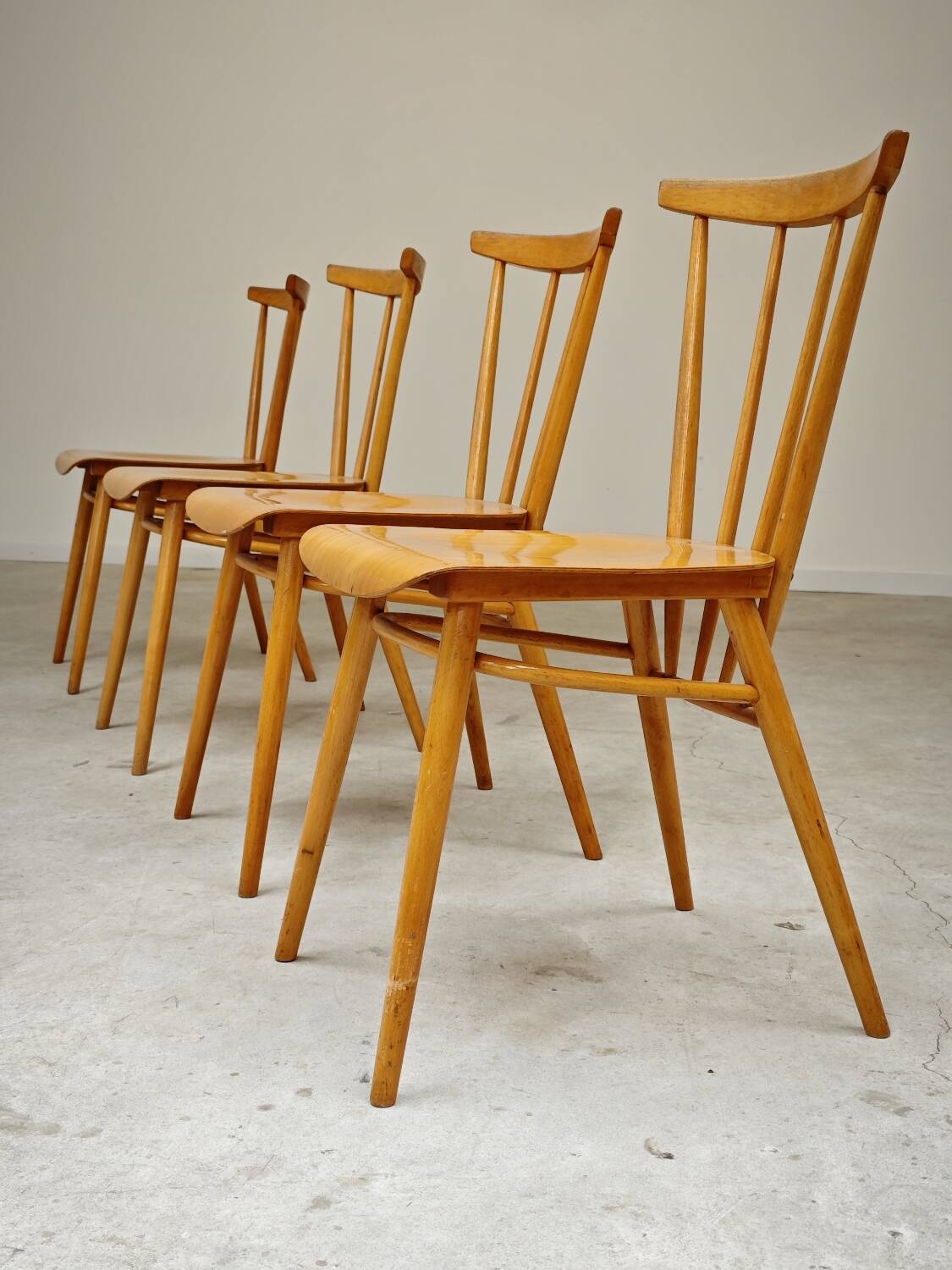 Set of 4 wooden dining chairs by Tatra Nabytok 1960