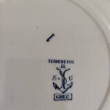 Set of 10 flat plates in s&g iron earth model greek blue 19th century