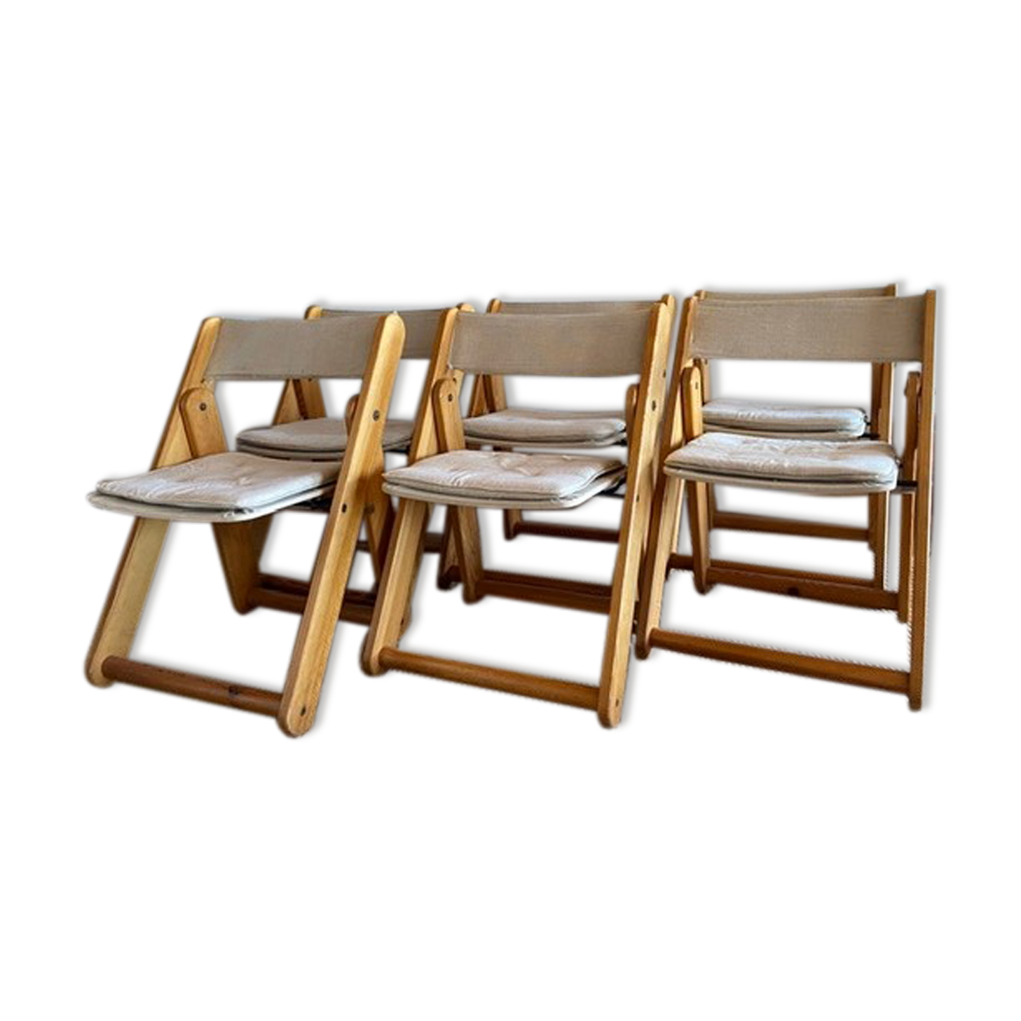 Six pine chairs in the 1970s