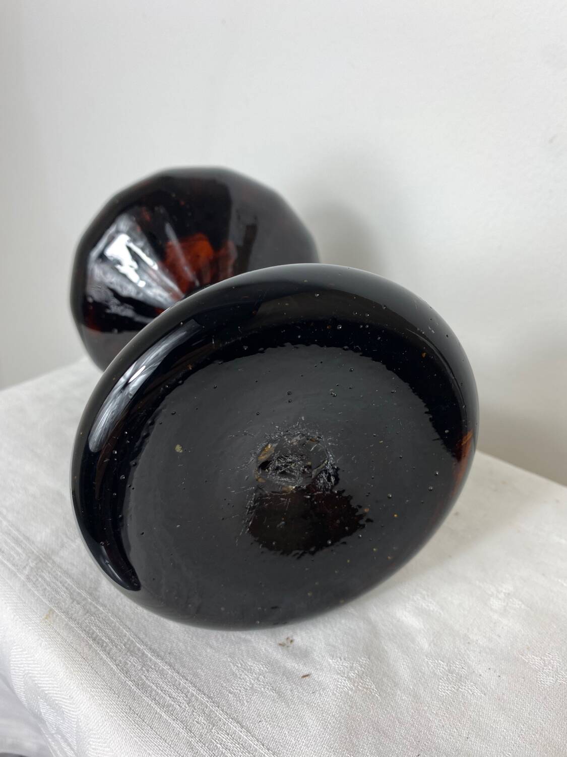 Amber glass candle holder