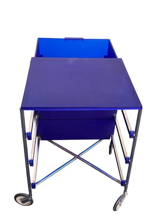 Mobil storage unit – 3 cobalt blue drawers – Kartell, 1993 (First edition)