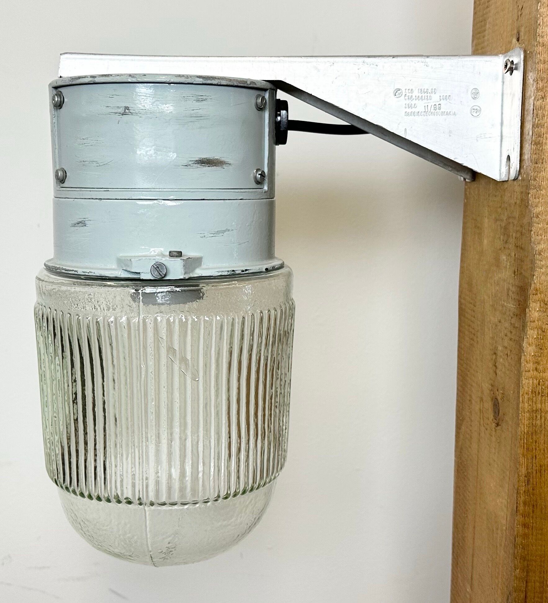 Industrial Aluminium Wall Light with Ribbed Glass from Elektrosvit, 1970s