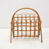 Mid century rattan magazine rack by Jan Kalous for ÚLUV, 1960´s, Czechoslovakia