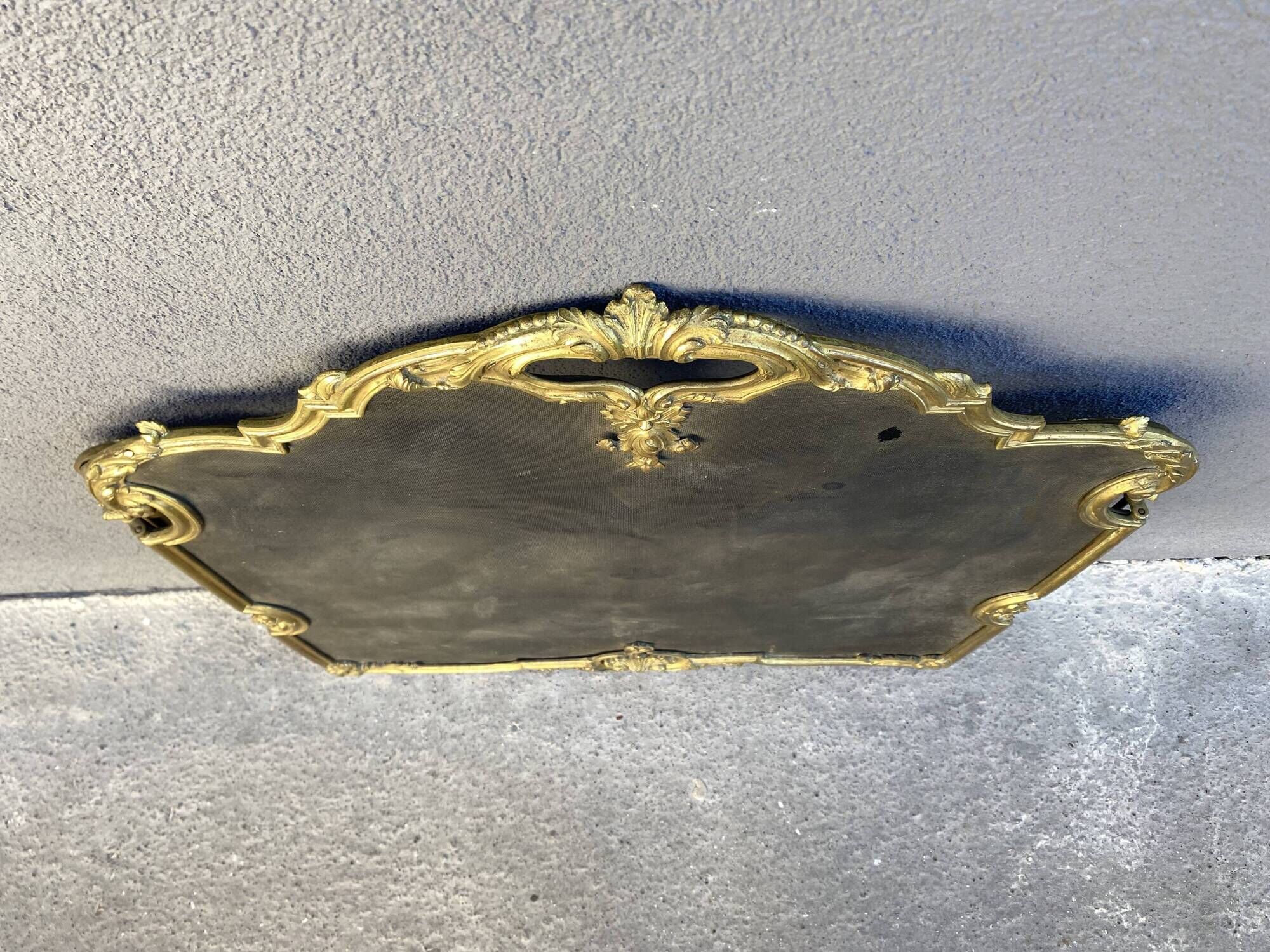 19th century fireplace fire guard by Bouhon Frères in bronze, French spark guard 1880