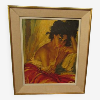 Painting, oil painting signed roka, the gypsy