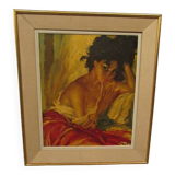 Painting, oil painting signed roka, the gypsy