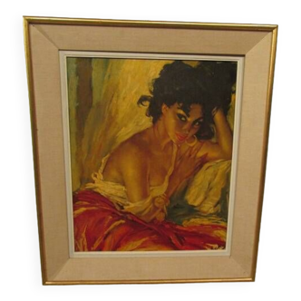 Painting, oil painting signed roka, the gypsy