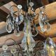 Bronze and cut crystal chandelier with 6 lights, early 20th century work.