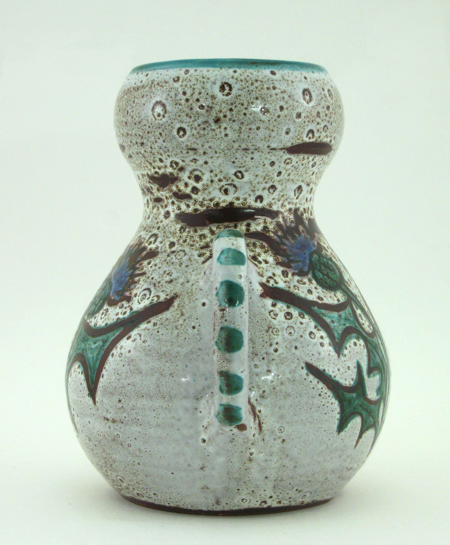 Ceramic vase - decoration flowers chardons - Etienne Daniel Vallauris France - vintage 70s