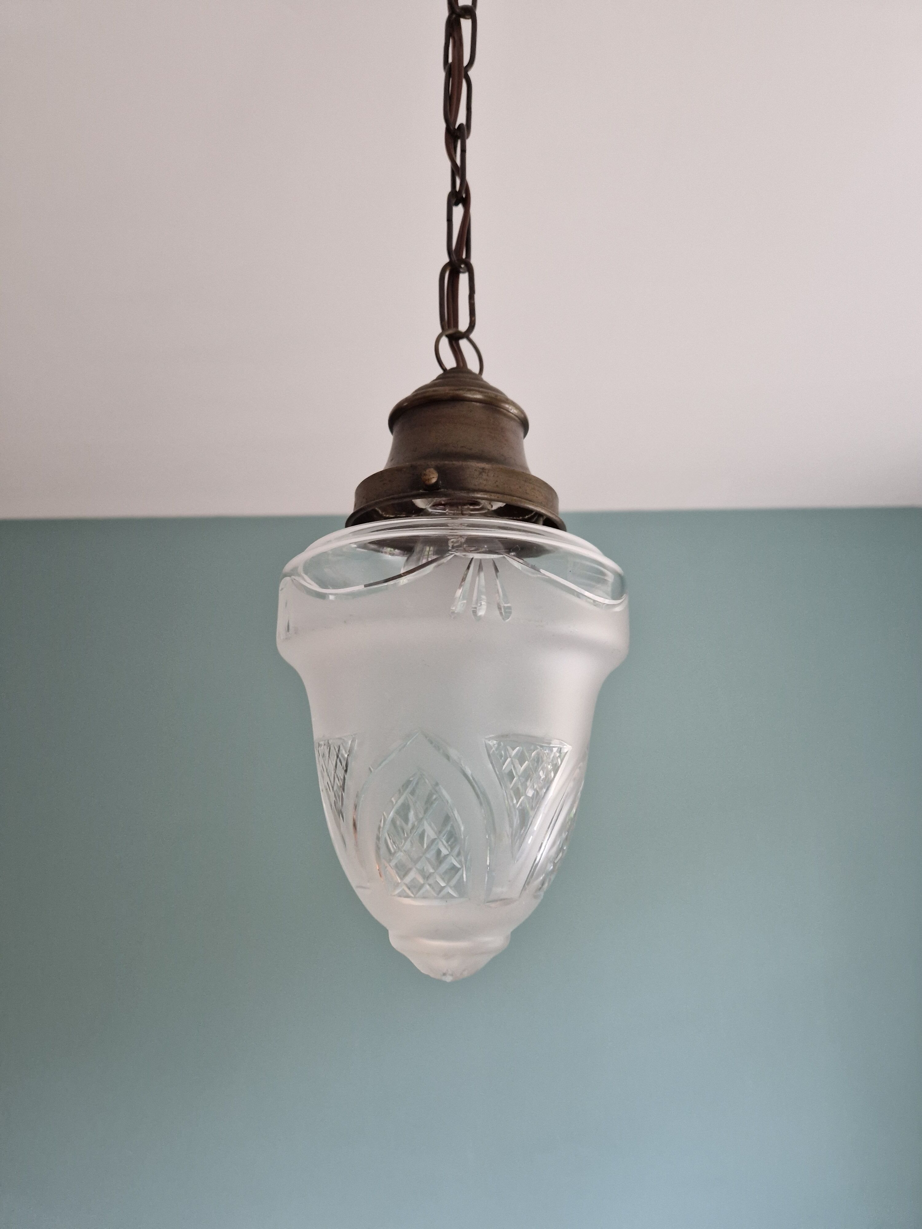 Crystal pendant lamp, Val Saint-Lambert, early twentieth century