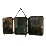 Vintage mirror 1930 triptych beveled barber crystal - 28 x 58 cm