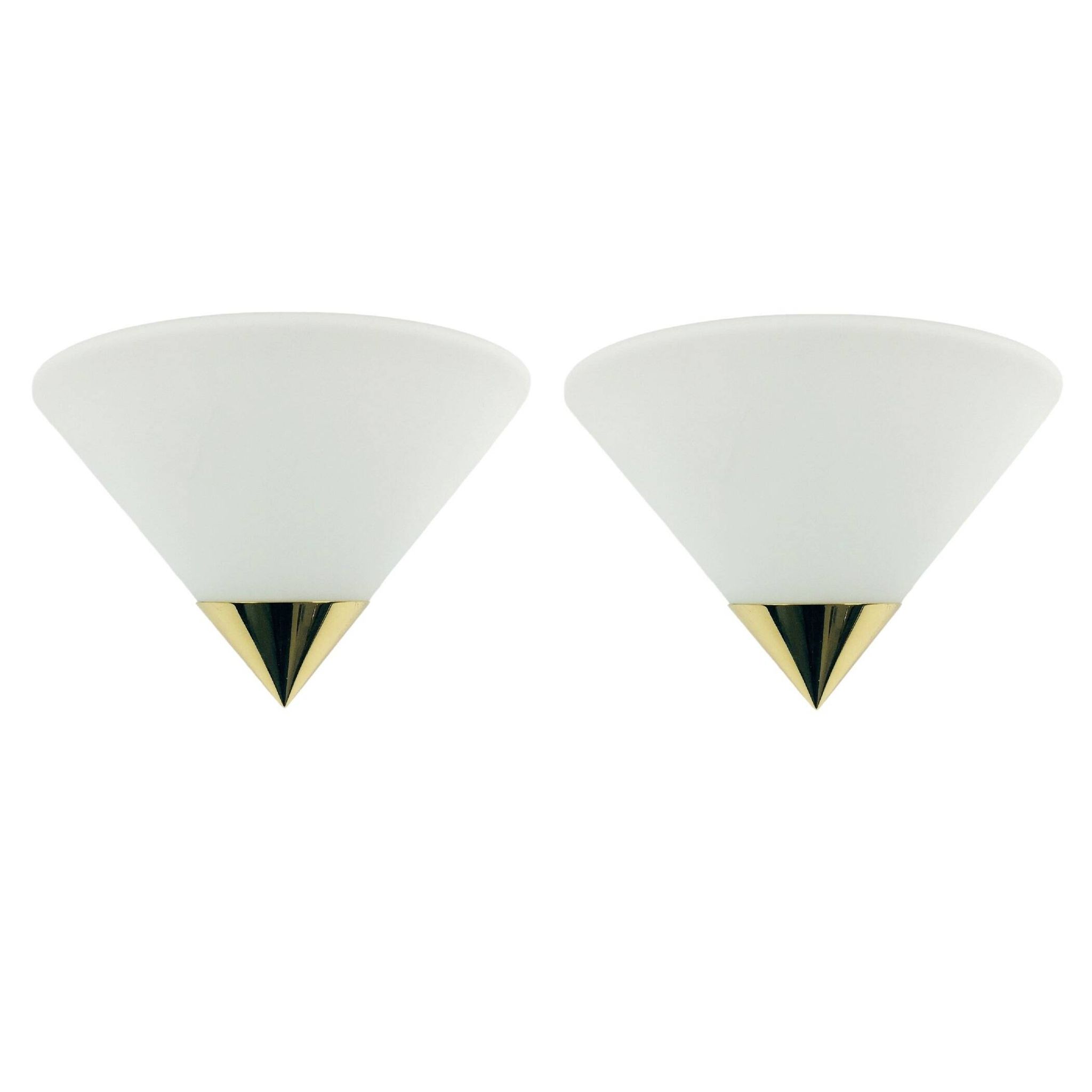 Pair of Mid-Century Modern Opaline Glass Wall Lights/Sconces from Limburg, Germany, 1970s