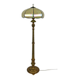 Floor lamp in gilded carved wood and pearly glass lampshade, Art Deco, France, Circa 1920