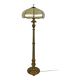 Lampadaire en bois sculpté doré et abat-jour en verre nacré, Art Déco, France, Circa 1920