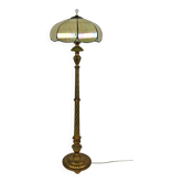 Floor lamp in gilded carved wood and pearly glass lampshade, Art Deco, France, Circa 1920