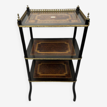 Old three-level Napoleon III marquetry sideboard, late 19th century