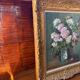 Large painting by Victor Zolnierowicz, peonies, oil on canvas, frame year