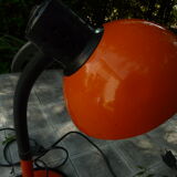 Orange and black arm metal table lamp flexible