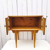 Bedside table varnished wood design 60's vintage