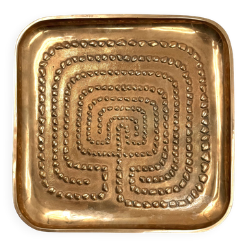 Modern solid brass tray / vide poche, Atelier Ventrella Italy 1980s