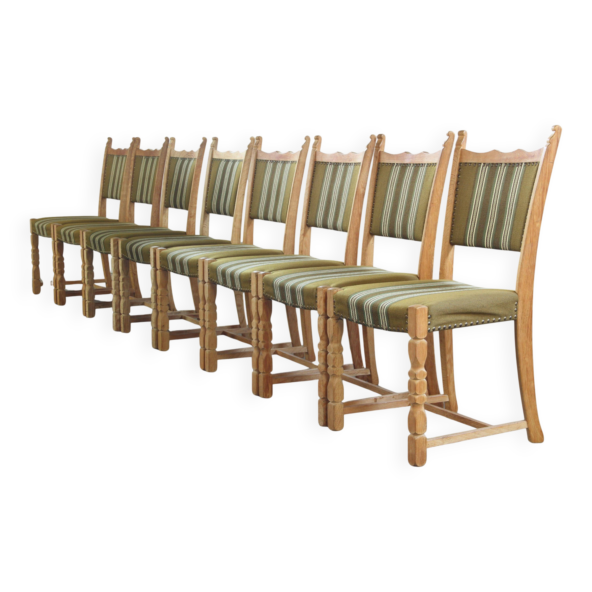 Vintage Danish Brutalist Oak Dining Chairs, Henning Kjærnulf style, 1960s