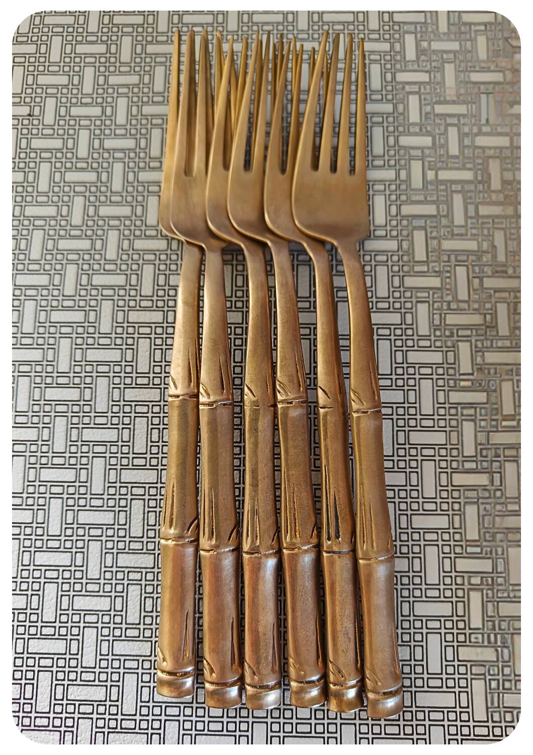 Service de couverts en laiton vintage 'bambou'