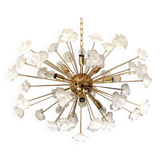 Lustre fleurs blanches murano verre spoutnik ovale en or