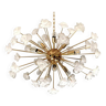 Lustre fleurs blanches murano verre spoutnik ovale en or
