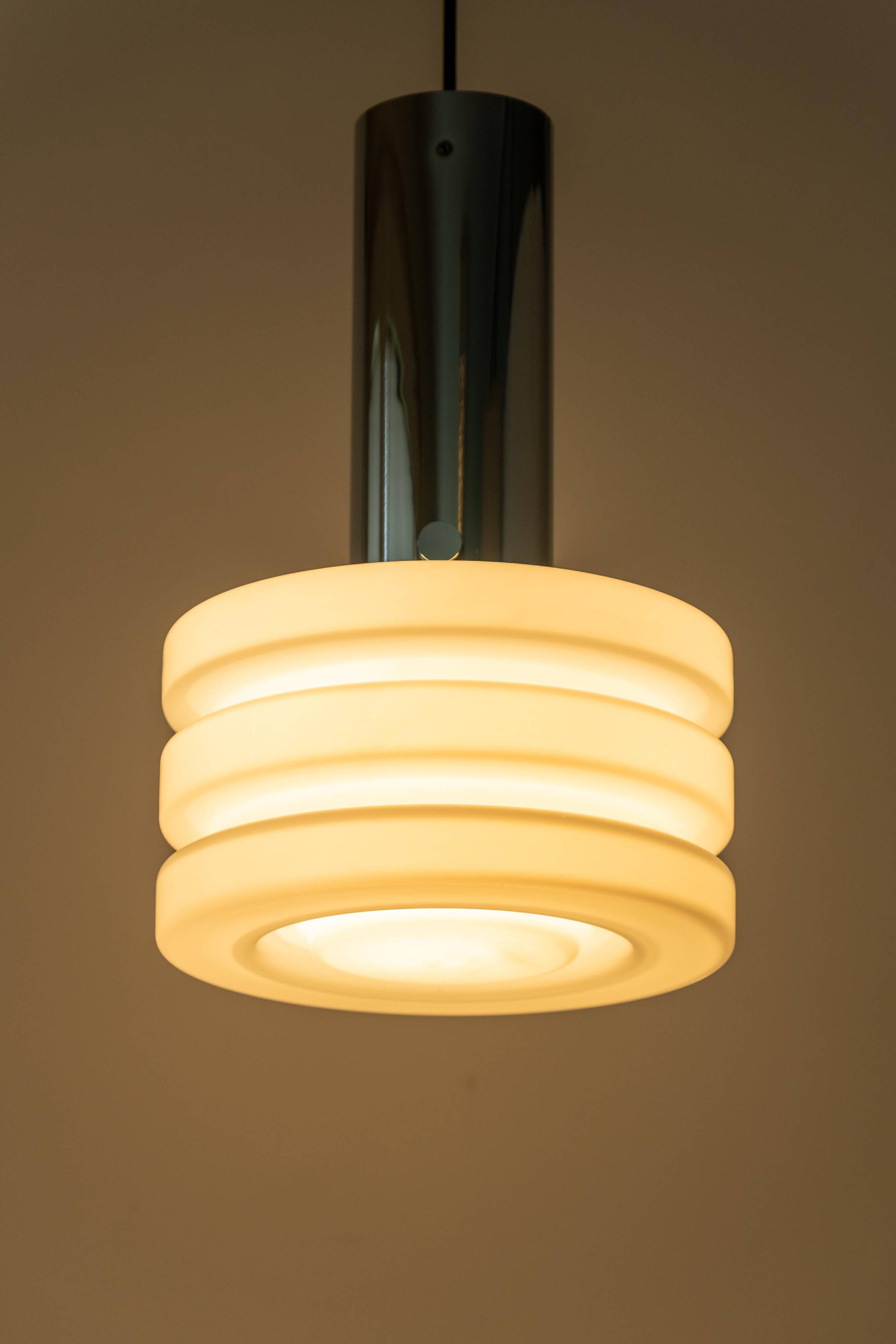 Opal glass pendant lamp by Limburg, Germany, 1960s