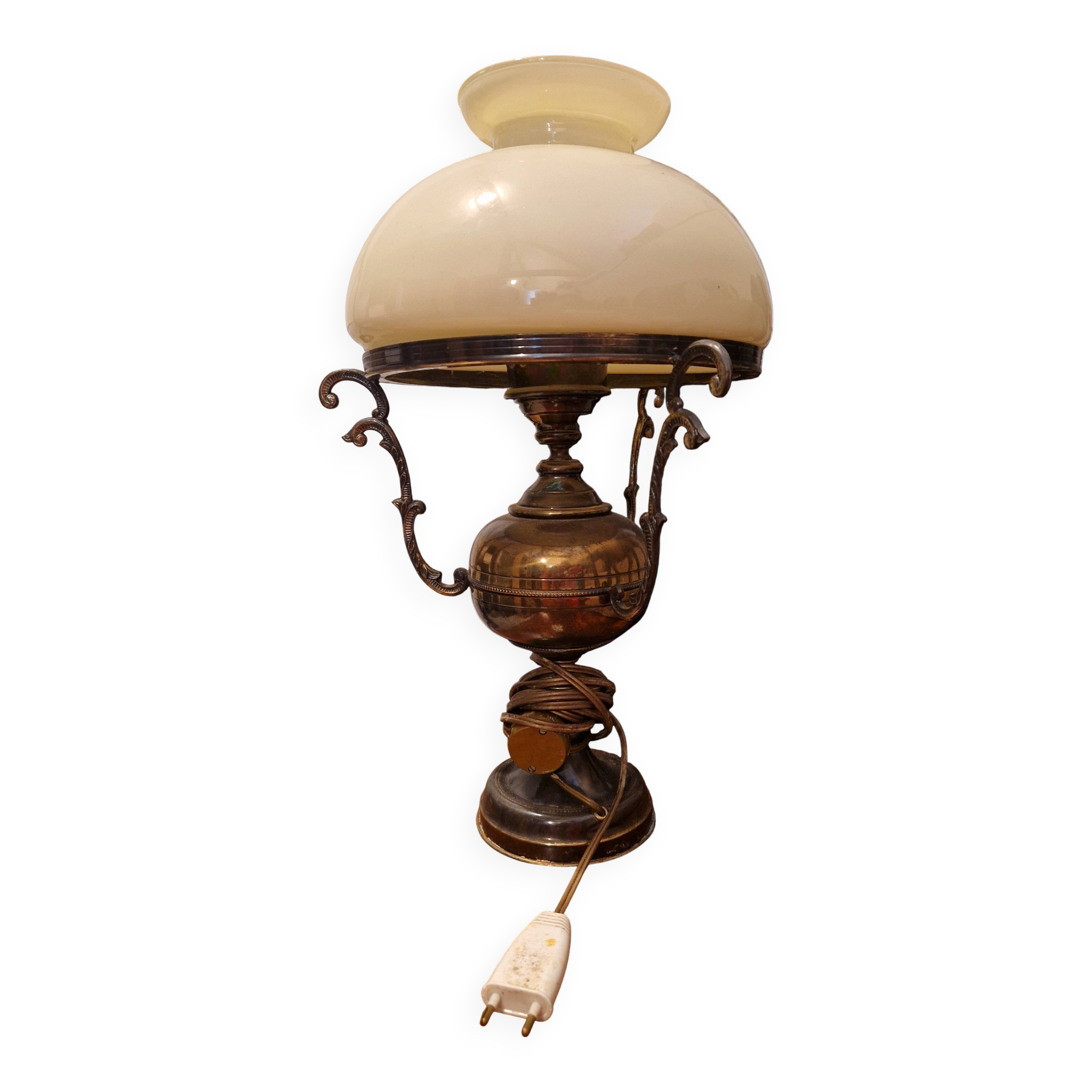 Lampe art déco laiton porcelaine