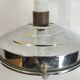 Vintage 70s pendant lamp in white opaline glass, 20 cm globe, chrome, light